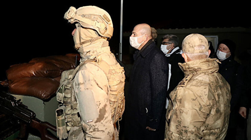 İçişleri Bakanı Soylu yeni yıla Belbuka kalekol üs bölgesindeki askerlerle girdi