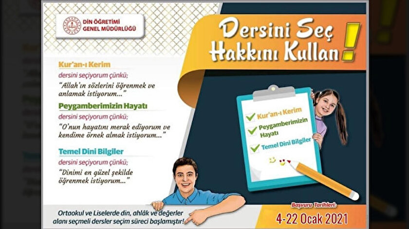 Seçmeli din eğitimi derslerinin tercihi geçtiğimiz Pazartesi günü başladı.