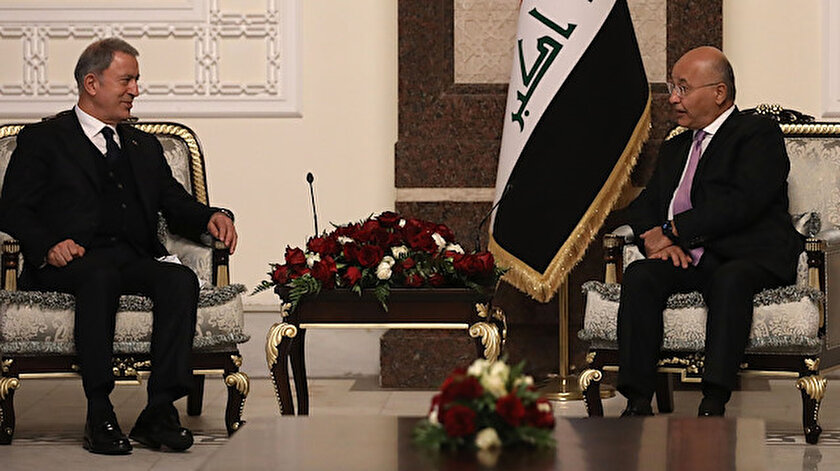 Irak Cumhurbaşkanı Salih ve Milli Savunma Bakanı Akar