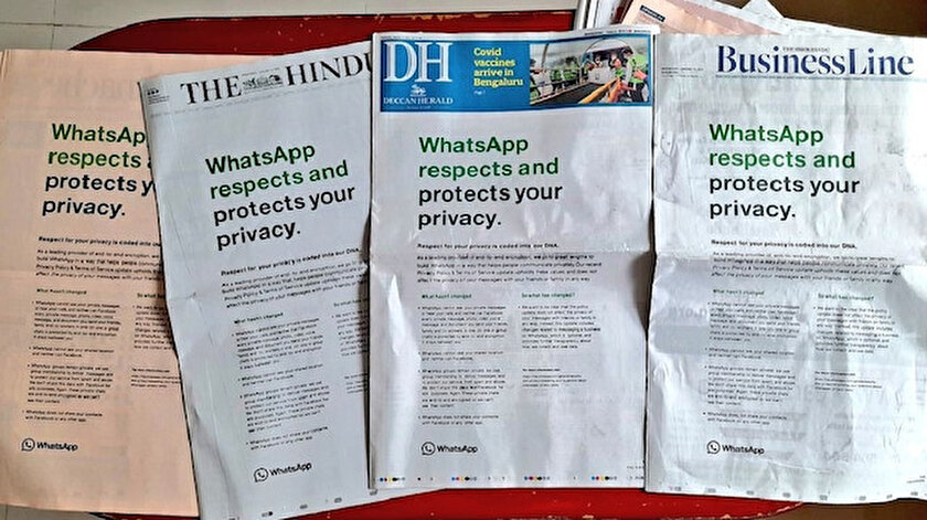 WhatsApp kullanıcılarını kaybetmemek için çırpınıyor: Gazetelere tam sayfa ilan verdiler