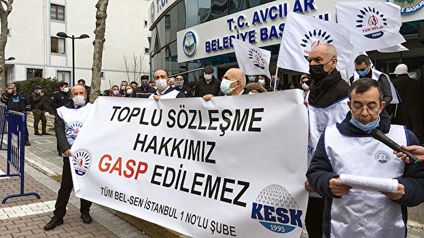 Avcılarda belediye çalışanlarından toplu sözleşme eylemi