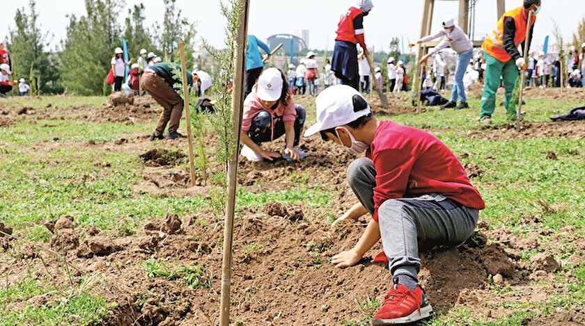 Hatıra ormanının ilk fidanları 