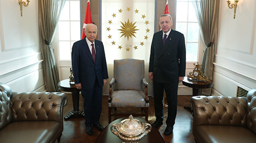 Cumhurbaşkanı Erdoğan ile MHP Genel Başkanı Bahçeli ile Çankayada görüştü