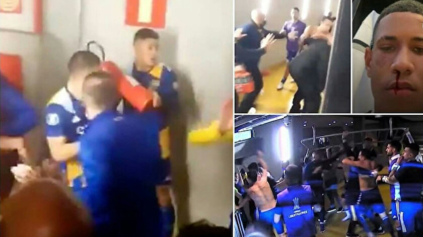 Boca Juniorslı oyuncular polisle kavga edip, hakem odasını bastılar