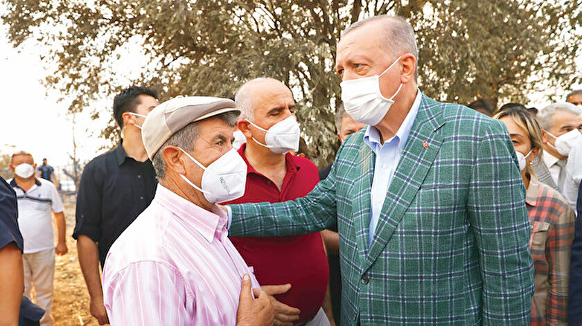 Cumhurbaşkanı Erdoğan Antalyada yangın bölgesinde: Yanan her şeyi yerine koyabiliriz giden canlar geri gelmez