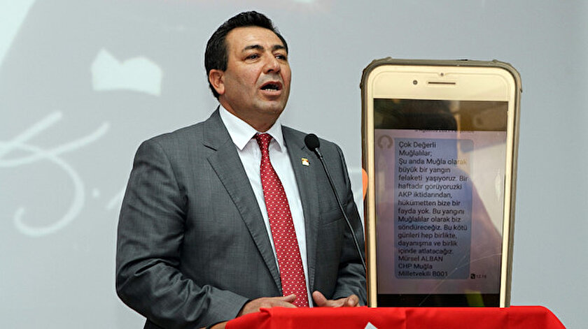 CHP Muğla Milletvekili Mürsel Alban yangın afetini PR çalışmasına çevirip sms attı