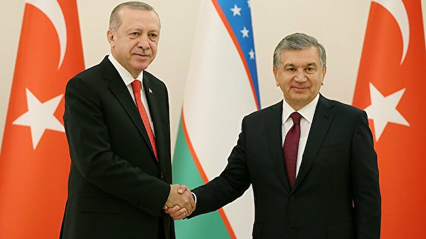 Cumhurbaşkanı Erdoğan Özbekistan Cumhurbaşkanı Mirziyoyev ile görüştü