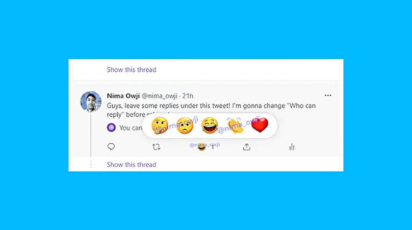 Twitterın emojilerle tepki özelliği Türkiyede testlerine başladı