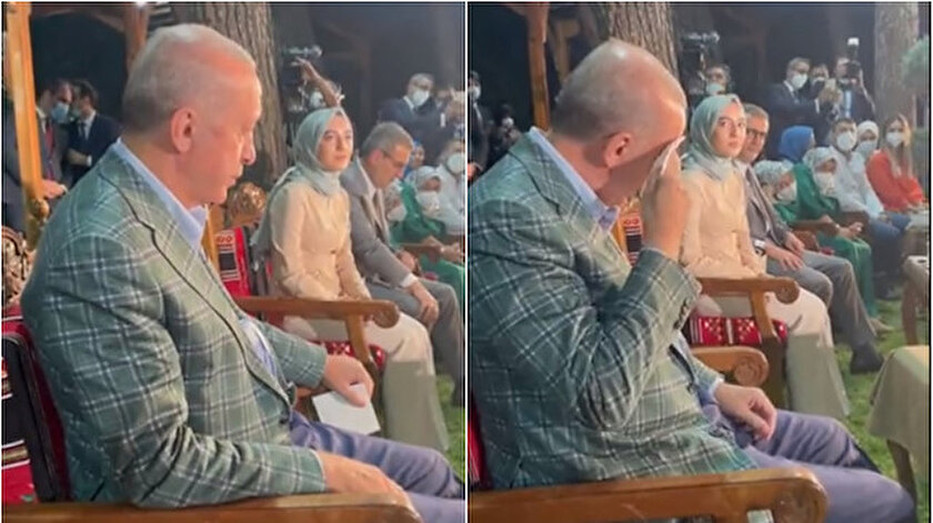 Cumhurbaşkanı Erdoğan Erdem Bayazıtın şiirini dinlediği esnada gözyaşlarını tutamadı