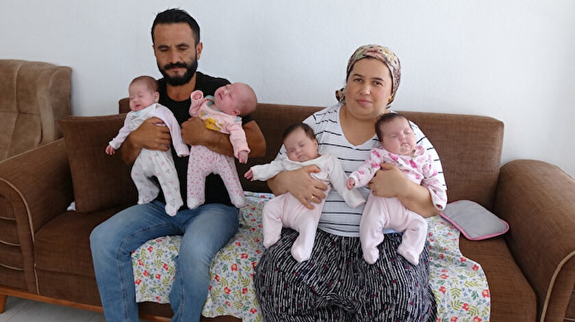 Aynı gün gebelik ve koronavirüs testi pozitif çıktı: Dördüz kızlarını sağlıkla kucağına aldı