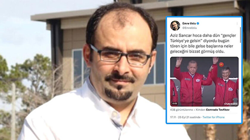 Firari FETÖcü Emre Uslu Cumhurbaşkanı Erdoğan ve Aziz Sancarın görüntülerini montajlayıp algı operasyonuna soyundu