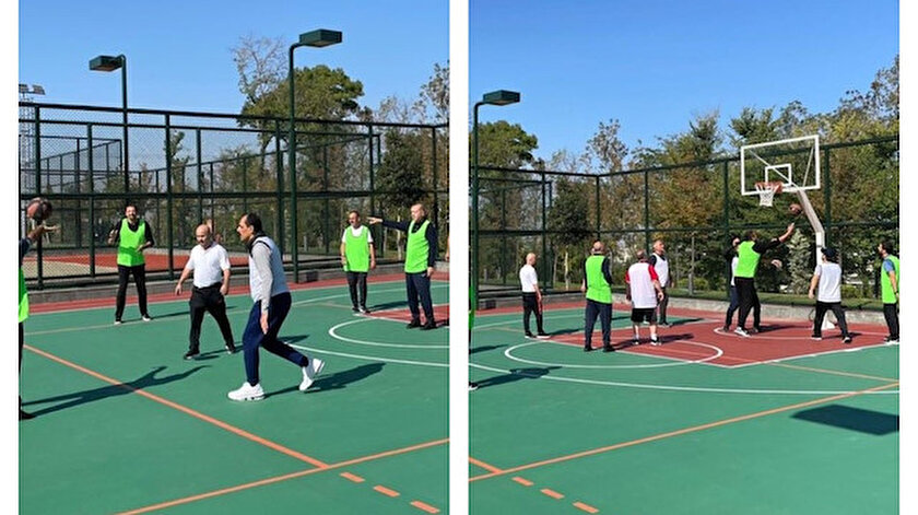 Cumhurbaşkanı Erdoğan bakanlarla basketbol maçı yaptı