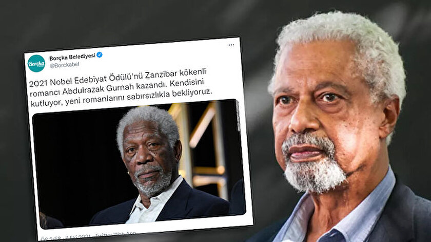 Borçka Belediyesi aktör Morgan Freemanı Nobel Ödülünü alan yazar olarak paylaştı alay konusu oldu