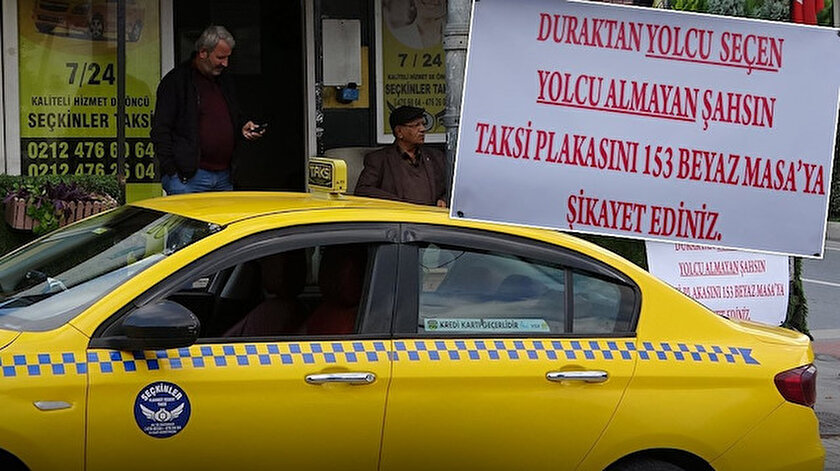 Sultangazide taksi durağında pankartlı uyarı