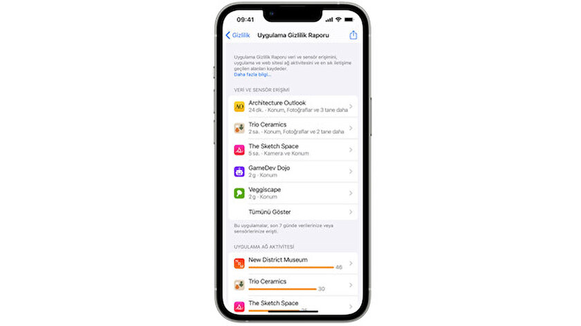 Apple Uygulama Gizlilik Raporu nasıl görülür?