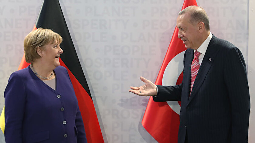 Cumhurbaşkanı Erdoğan Almanya Başbakanı Merkeli kabul etti