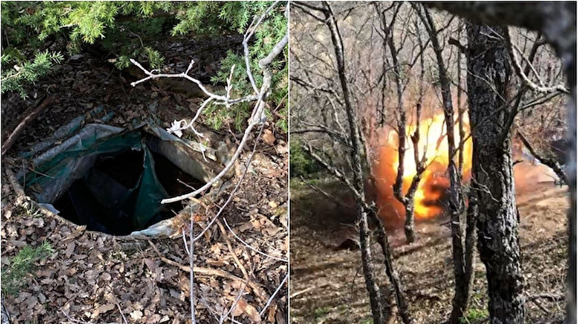 Bingölde terör operasyonu: Teröristlerin altı odalı ini yerle bir edildi