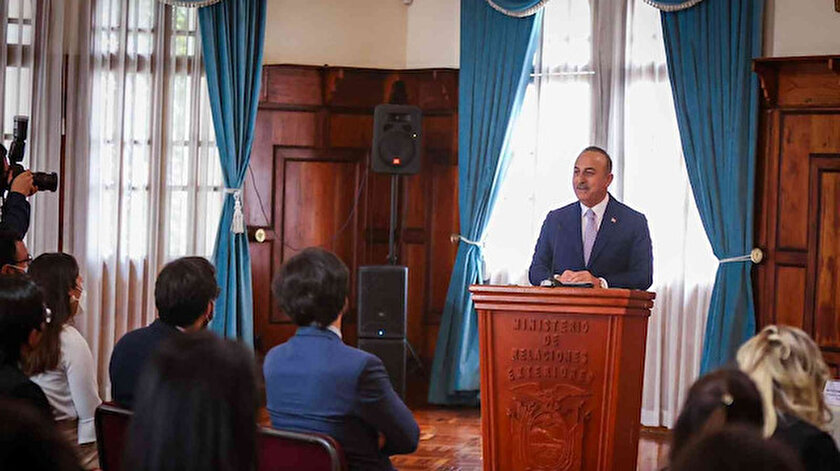 Dışişleri Bakanı Çavuşoğlu Ekvador Dışişleri Bakanlığı Diplomasi Akademisine hitap etti