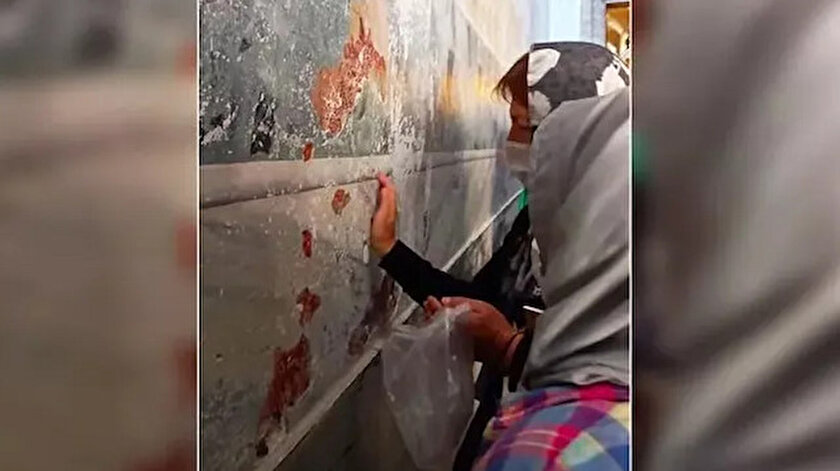 Ayasofya Camiinin mermerlerini tahrip eden ziyaretçilerin Hristiyan turistler olduğu ortaya çıktı
