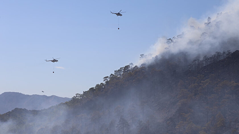 MSBden Marmaristeki yangını söndürme çalışmalarına helikopter ve İHA desteği