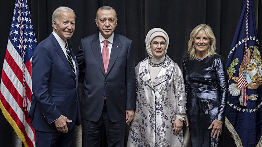 Cumhurbaşkanı Erdoğan ABD Başkanı Bidenın liderler onuruna verdiği yemeğe katıldı