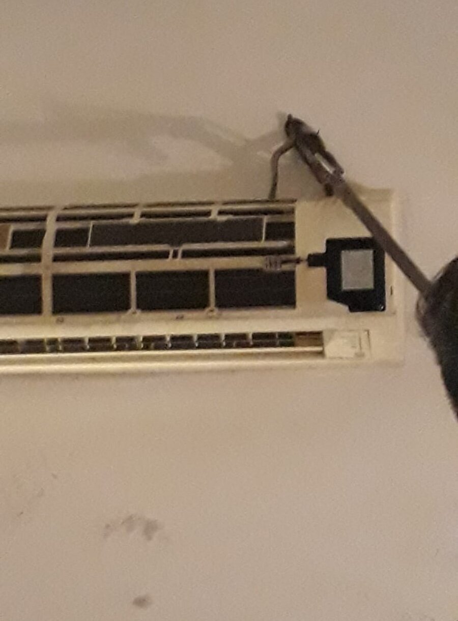 Soğuktan kaçan yılan evin klimasına girdi.