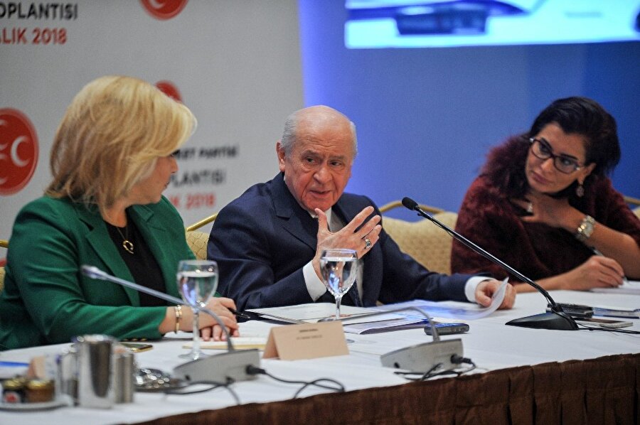 Devlet Bahçeli düzenlediği basın mensuplarında gündeme ilişkin açıklamalarda bulurken.