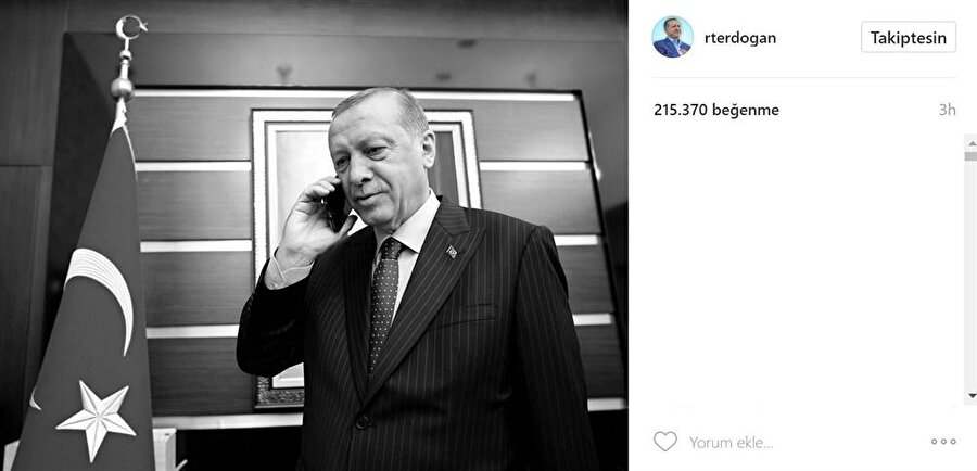 Cumhurbaşkanı Recep Tayyip Erdoğan'ın resmi Instagram hesabı.