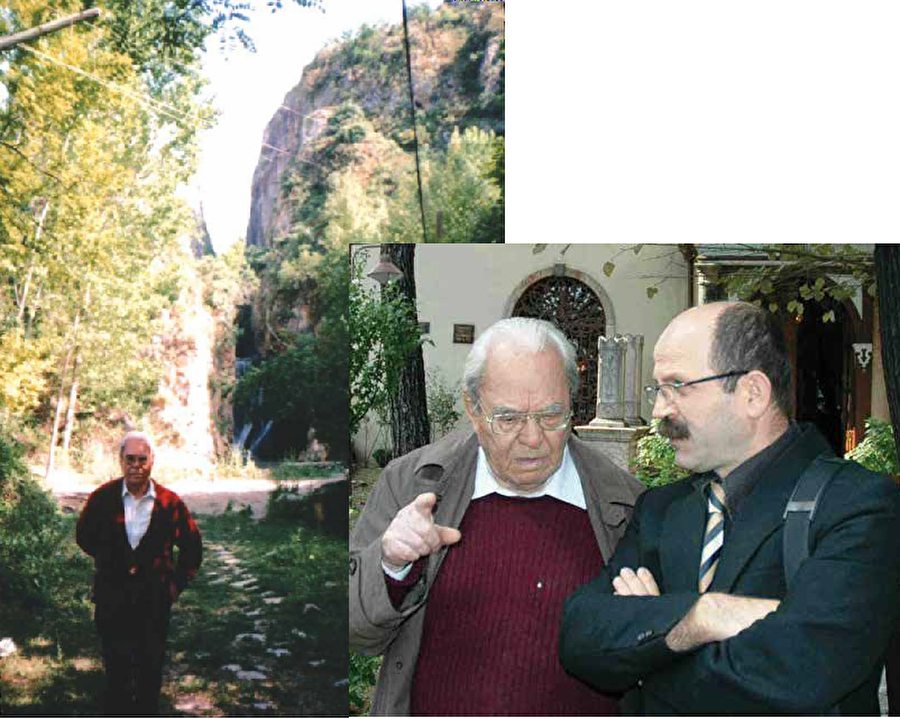 Orhan Gazi’nin eşi Nilüfer Hatun’un babasının şehri olan Yarhisar köyünde (solda) bir inceleme sırasında...Halil İnalcık ve Raif Kaplanoğlu 