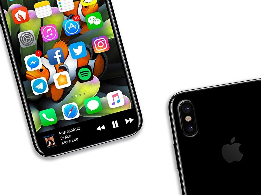 Yeni iPhone 8 konseptlerine göre ekranın en alt bölümü hava durumu, aktivite bilgisi ve Apple Music gibi uygulamaların kontrolünü sağlayacak. 
