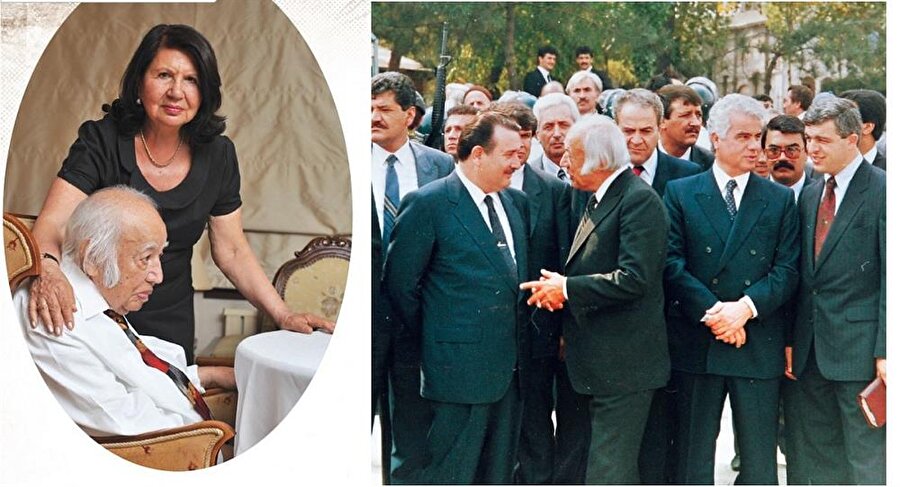 Demokrat Parti’nin kurucularından Mehmet Emin Develioğlu’nun kızıyla evli olan Burhan Apaydın(solda)-Menderes’i beklerken… Burhan Apaydın, 1990’da Adnan Menderes’in naaşının İmralı’dan Topkapı’daki anıtmezara nakli için beklerken, dönemin TBMM Başkanı Yıldırım Akbulut’la konuşuyor. Diğer yanında Derviş Eroğlu ve Özal’ın prenslerinden Bülent Şemiler var.