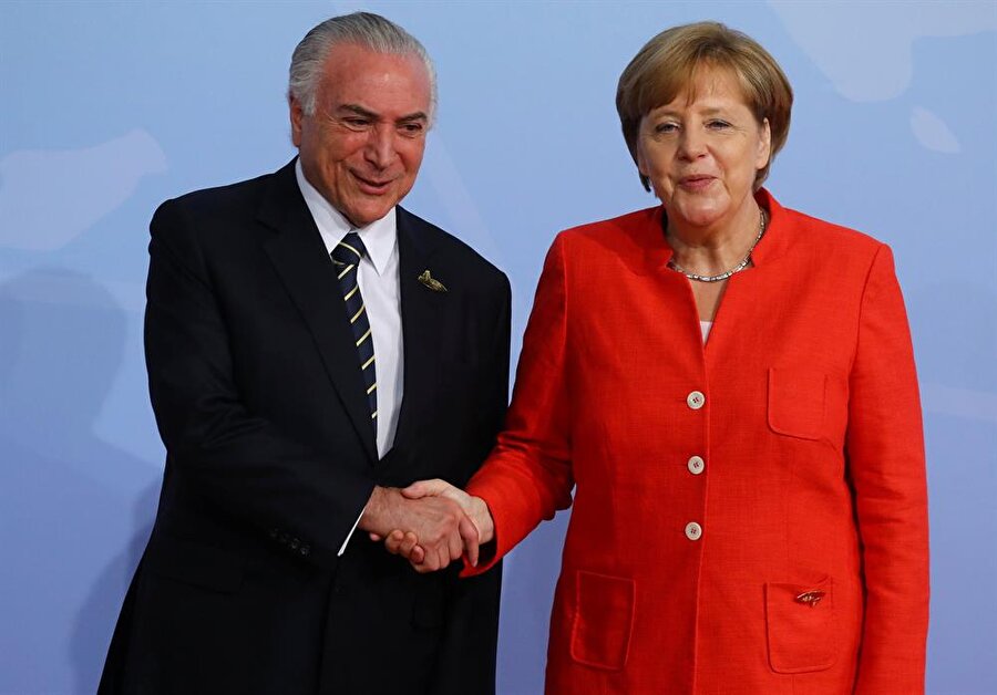 Michel Temer, G20 Liderler Zirvesi'nde Angela Merkel ile beraber.