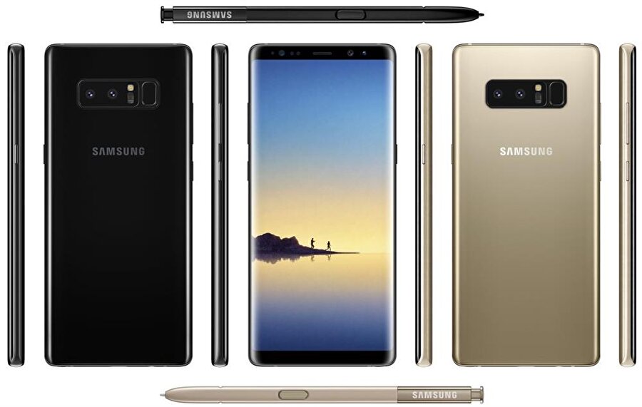 Samsung Galaxy Note 8 esasında Galaxy S8+ ile "neredeyse" aynı. Ancak, beraberinde not tutmak ve çizim yapmak isteyenler için gelen kalem bu modeli Galaxy S8 serisinden ayıran en önemli etkenler arasında yer alıyor. Ayrıca fotoğraftan da görülebildiği üzere Galaxy S8 ailesindeki "Infinity Display" tasarımı yeni modelde de aynen geçerli. 