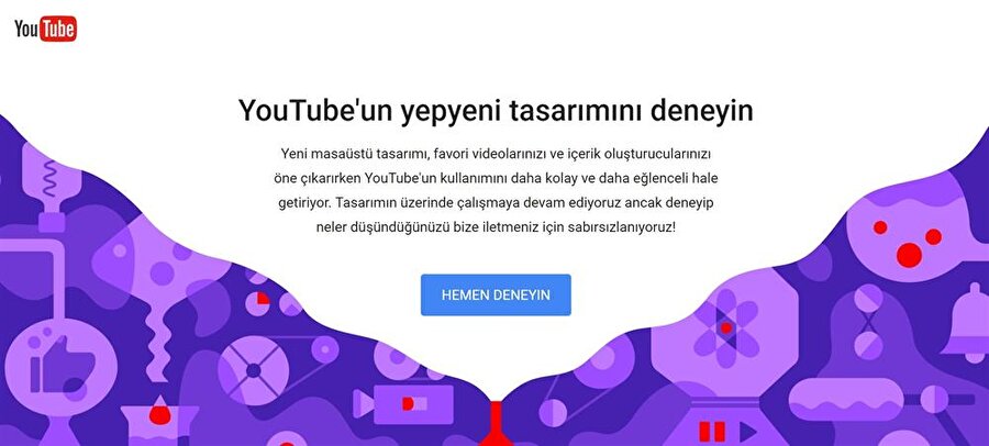 YouTube'un yeni tasarımına geçiş yapmak için test sayfası üzerinden 