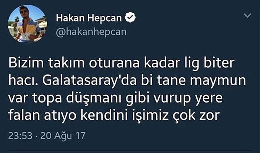 Hakan Hepcan'ın Gomis'e atıfta bulunduğu ırkçı tweet!