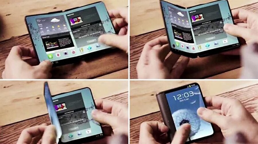 İnternette uzun süredir Samsung'un katlanabilir akılı telefonuna ilişkin prototip örnekleri mevcut. Bu da onlardan biri. 