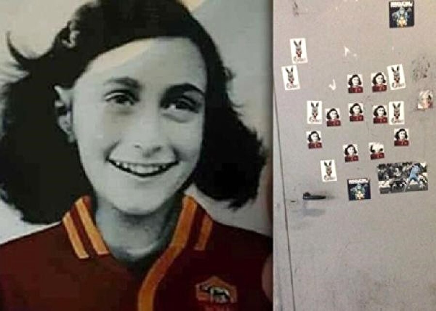 Lazio'lu bir grup taraftar, Anne Frank'ın fotoğrafını hakaret amacıyla kullandı.