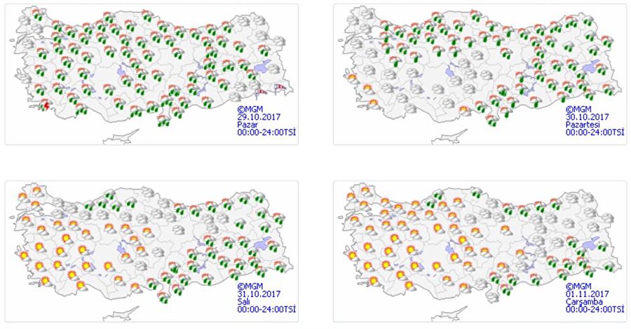 Türkiye geneli 4 günlük hava durumu - Harita: Meteoroloji
