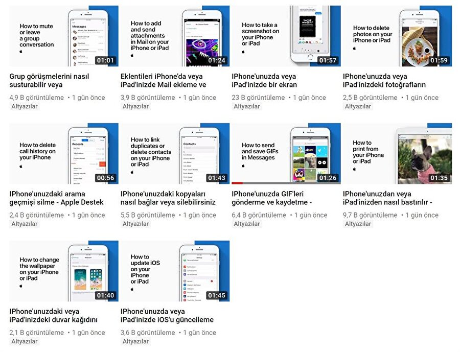 Yayınlanan destek videolarıyla iPhone ve iPad'lerdeki ipuçları keşfedilebiliyor. 
