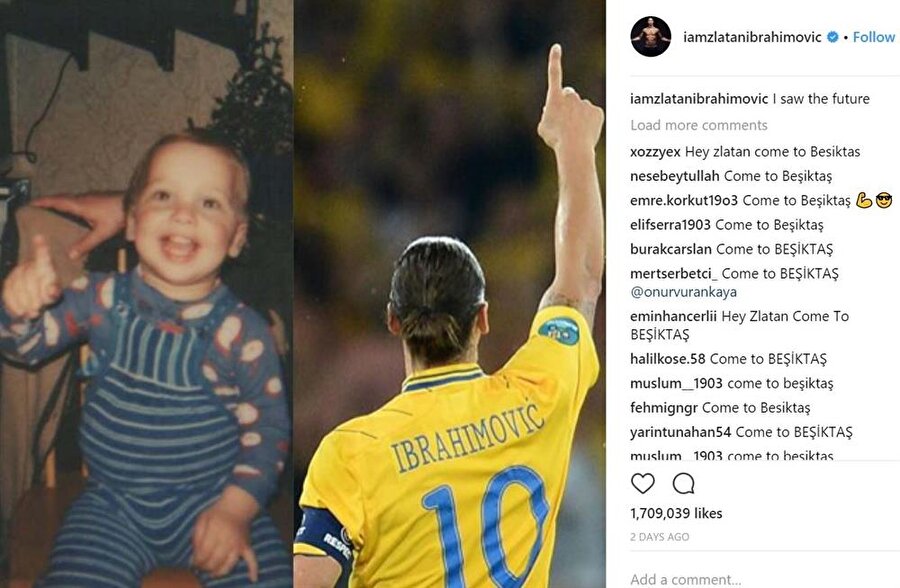 Zlatan'ın paylaştığı fotoğraf yüzlerce yorum aldı.