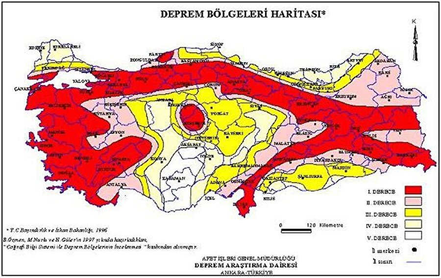 Türkiye'nin eski deprem haritası