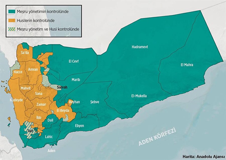 Yemen son durum haritası. 