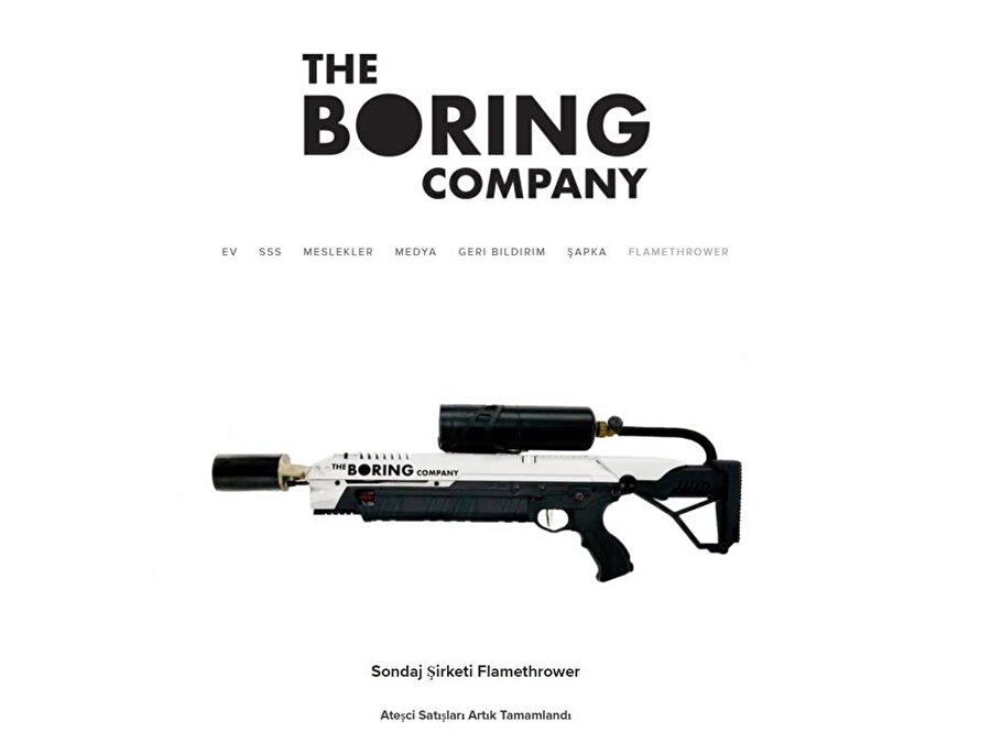The Boring Company şirketinin sitesinde ürünün tamamen tükendiği belirtiliyor. 