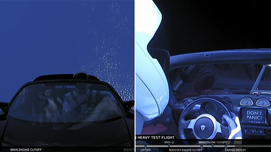 Tesla Roadster yörüngesinde. 