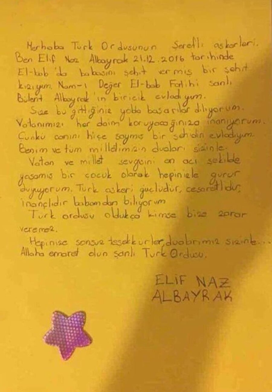 Elif Naz Albayrak'ın mektubu görenleri gözyaşına boğdu.