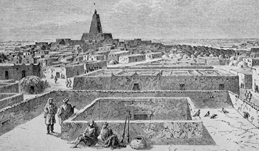 Timbuktu'nun şaşalı günlerini tasvir eden bir çizim.