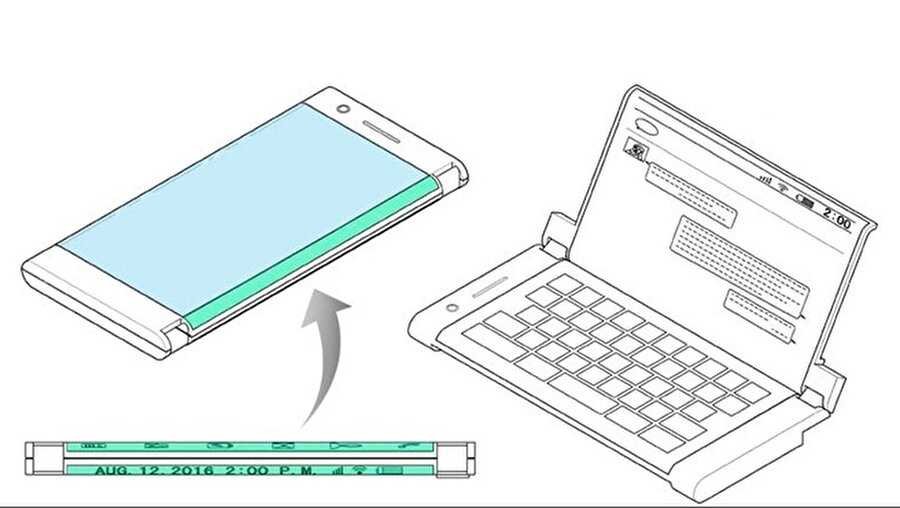 LG'nin konsepti ve patent detayları, bu sene Mobil Dünya Kongresi'nde karşımıza çıkan ZTE Axon M'dekine benzer bir sistemde katlanıyor. 