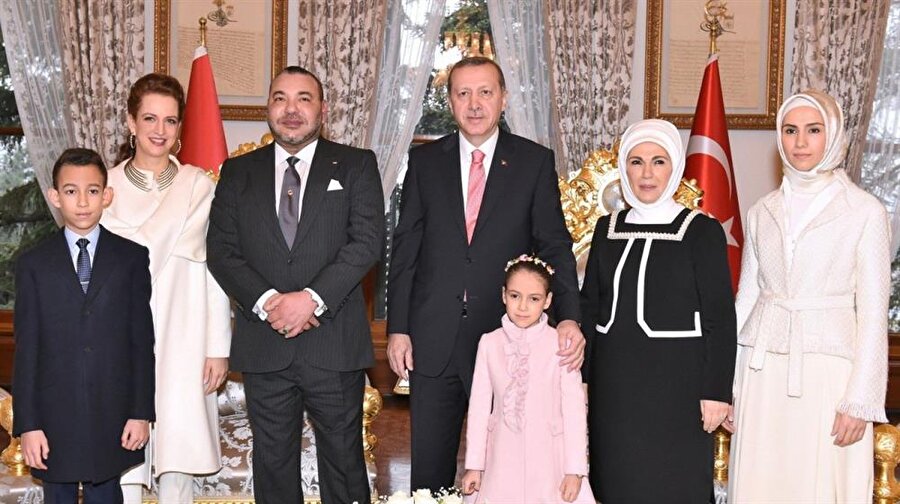Cumhurbaşkanı Recep Tayyip Erdoğan eşi Emine Erdoğan ve kızı Sümeyye Erdoğan ile Fas Kralı 6. Muhammed ile eşi Prenses Lalla Salma 