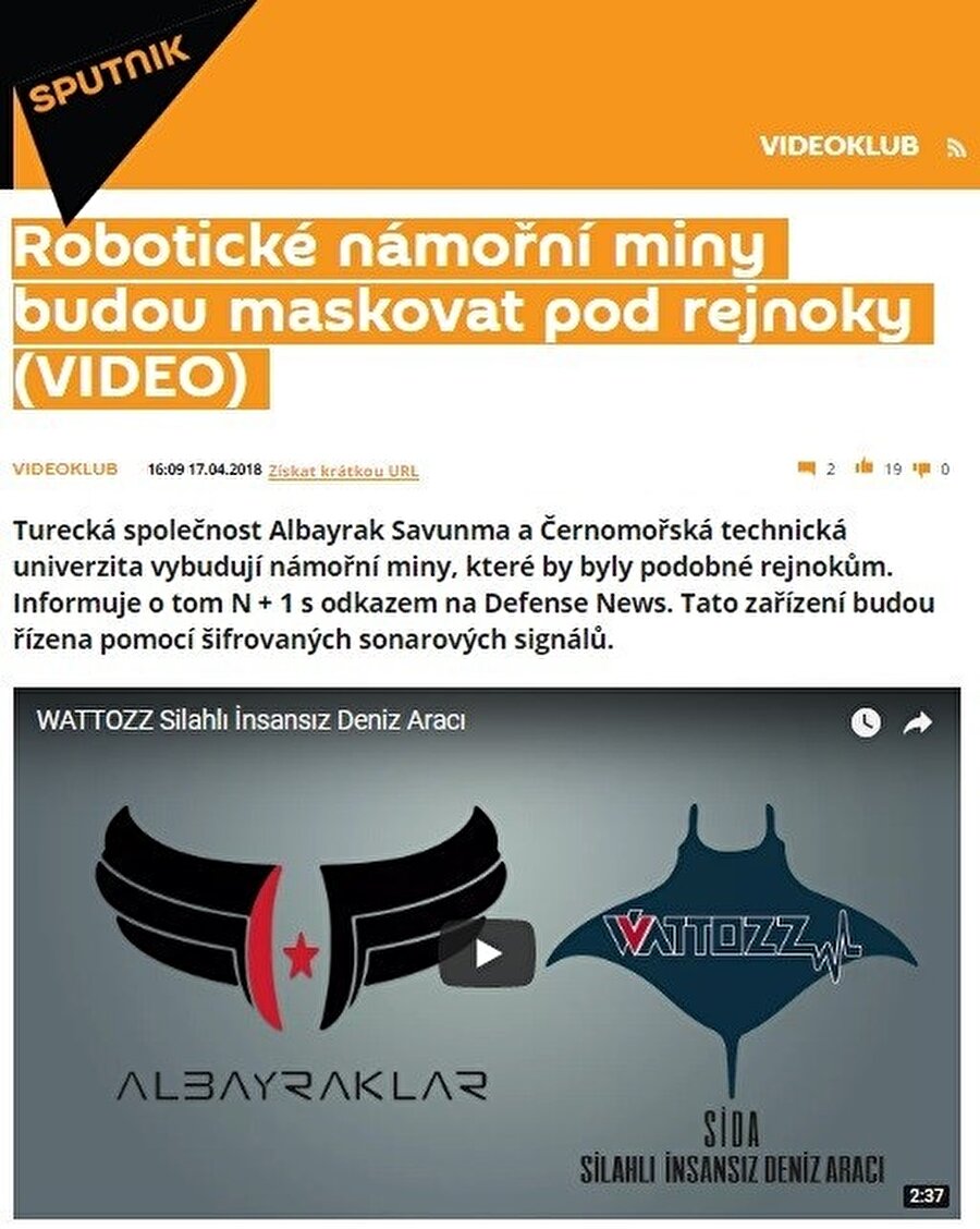 En popüler Rus haber sitelerinden Sputnik. 