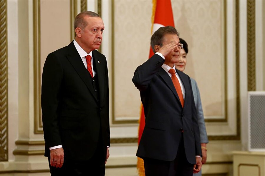 Cumhurbaşkanı Recep Tayyip Erdoğan, Güney Kore Devlet Başkanı Moon Jae-in